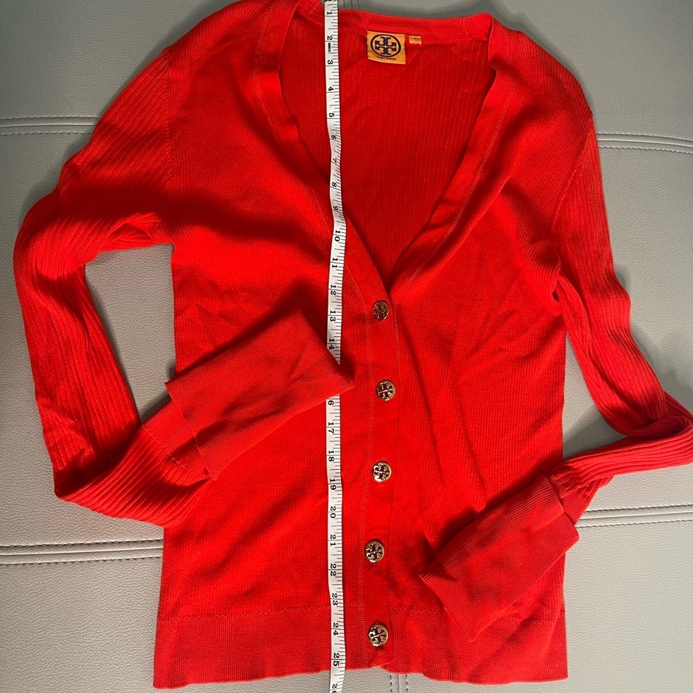 Tory Burch Red Button Down Ribbed Sweater - Picture 9 of 15
